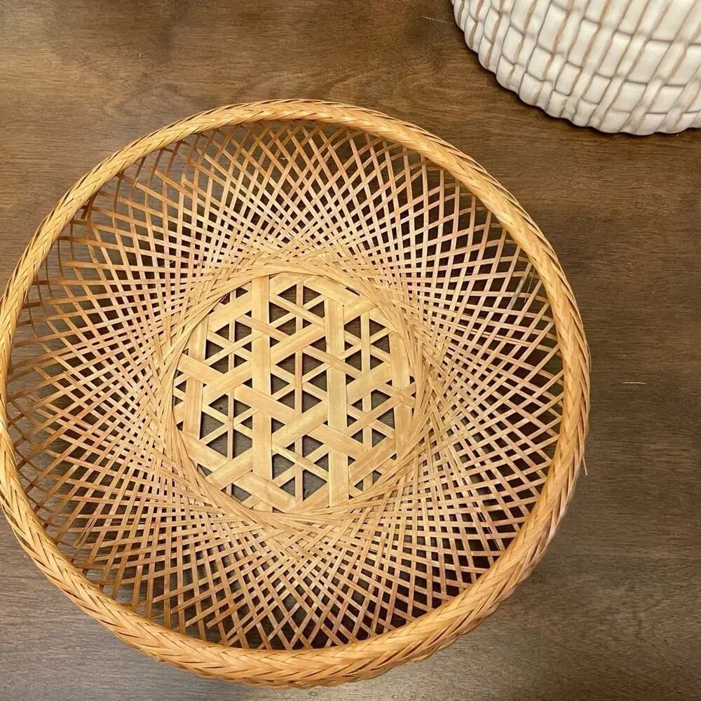 Vintage weaved basket boho 9-1/2”